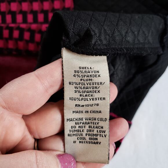 Eci New York Dress Womens 10 Midi Burgundy Black Sleeveless Colorblock Workwear - Picture 8 of 12